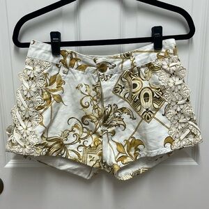 Lanca Perfume Gold‎ & Cream Floral Shorts